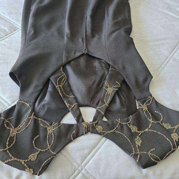 VTG Women's Plus Sz 14 Midi Formal Dress Beaded Slit Wimsigoth Elegance Holiday - Picture 13 of 16